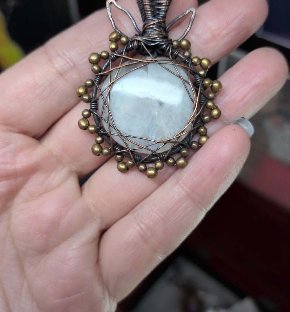 Handcrafted Moonstone Wire-Wrapped Pendant Necklace - Picture 5 of 7